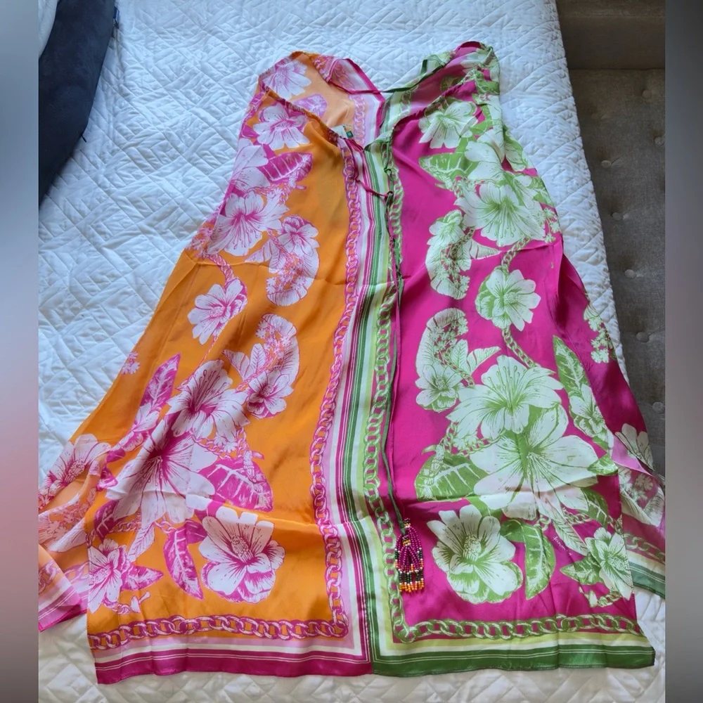 NWT Farm Rio Mixed Scarves Floral Elegance Maxi Cover-Up - XS - Picture 9 of 9